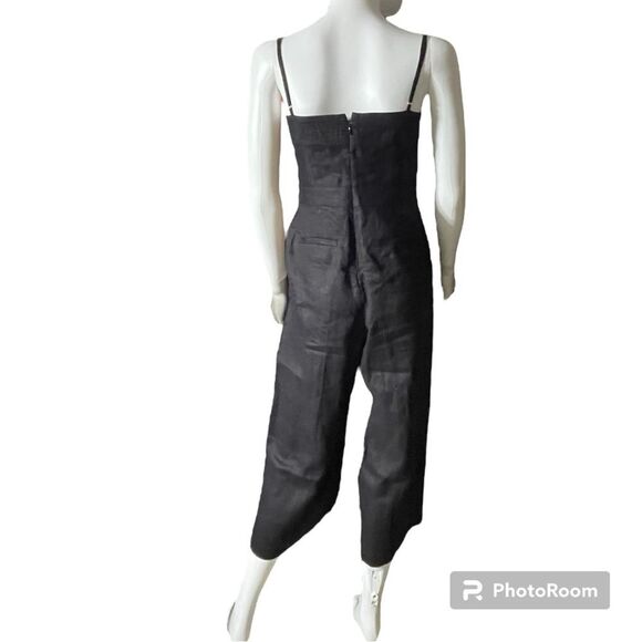 J. Crew Black 100% Linen Jumpsuit Romper Cropped Wide Leg Size 2 - Picture 2 of 7